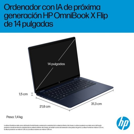 Portátil HP OmniBook X Flip 14? Ultra 7 258V 32GB 1TB SSD 3K Táctil IA Windows 11