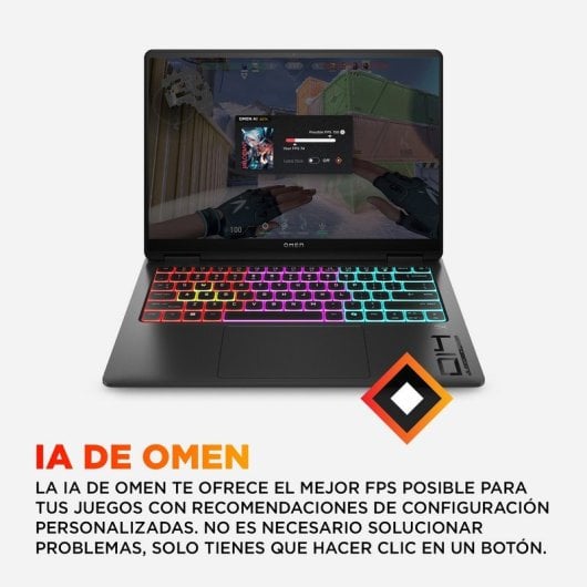 Portátil HP OMEN Transcend Laptop 14-fb1001ns Intel Core Ultra 7 255H 32GB RAM 1TB SSD RTX 5060 14" Reacondicionado