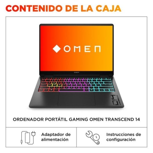 Portátil HP OMEN Transcend Laptop 14-fb1001ns Intel Core Ultra 7 255H 32GB RAM 1TB SSD RTX 5060 14" Reacondicionado