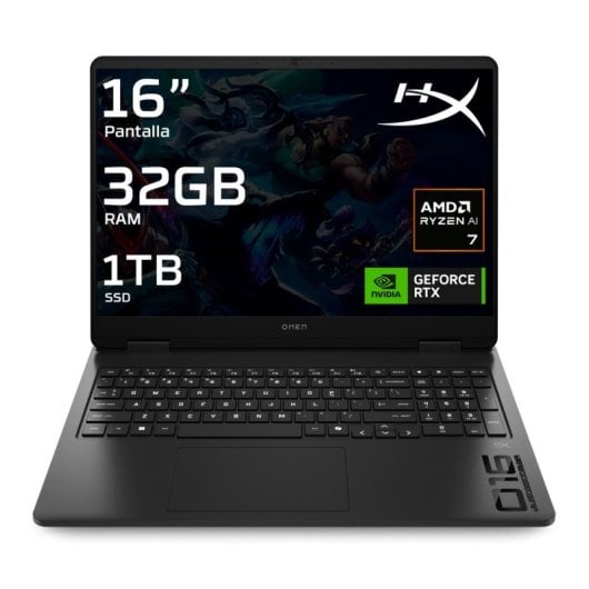Portátil HP OMEN 16-ap0003ns 16" Ryzen AI 7 350 32GB 1TB SSD RTX 5050 Negro Sombra