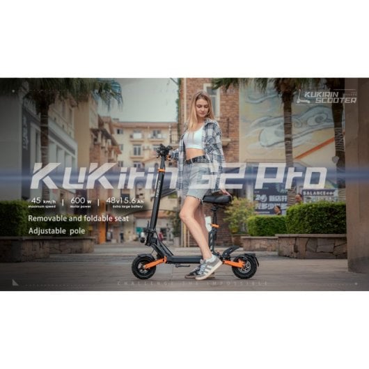 Patinete eléctrico KuKirin 45km/h 58km autonomía 600W batería 48V plegable antipinchazos