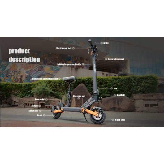 Patinete eléctrico KuKirin 45km/h 58km autonomía 600W batería 48V plegable antipinchazos