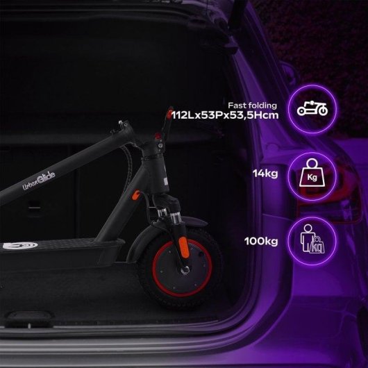 Patinete électrique UrbanGlide Ride 100MAX PLUS 250W 25km autonomie Roues 10" suspension double Noir