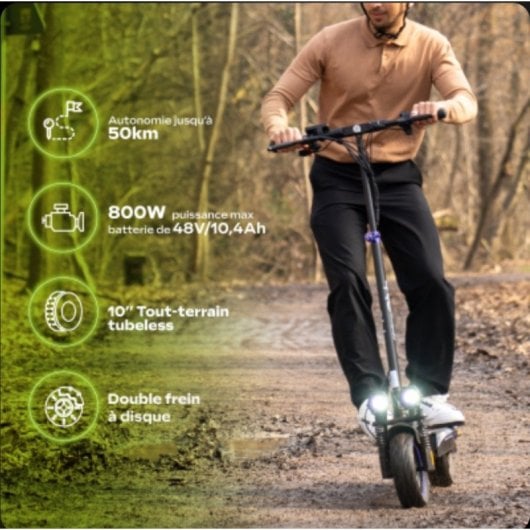 Patinete eléctrico UrbanGlide 25km/h 50km de autonomía 800W batería 48V doble freno LED 10”