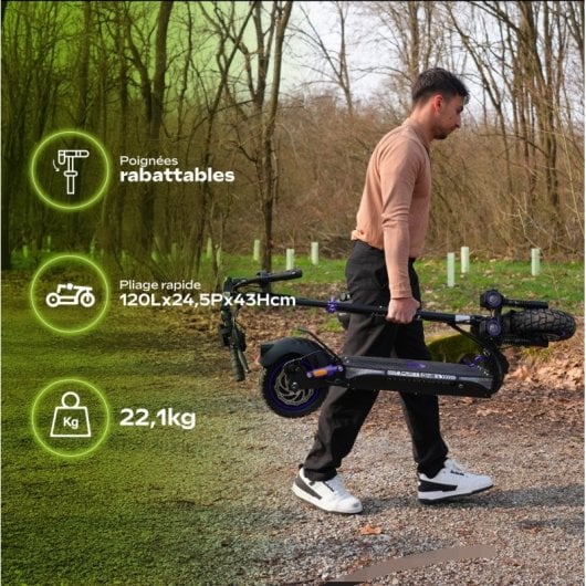 Patinete eléctrico UrbanGlide 25km/h 50km de autonomía 800W batería 48V doble freno LED 10”