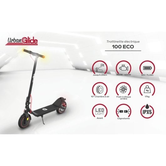 Patinete eléctrico UrbanGlide 25km/h 20km de autonomía 350W plegable con ruedas 10? y LED