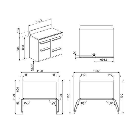 Fogão de Indução Smeg TR4110IX2 Aço Inox 110x60cm 3 Fornos 61L Classe A