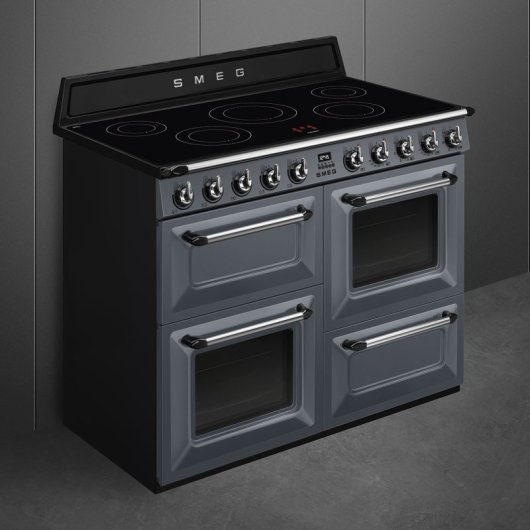Cocina Smeg TR4110IGR2 Inducción 110x60cm Triple Horno Vapor Clean Gris