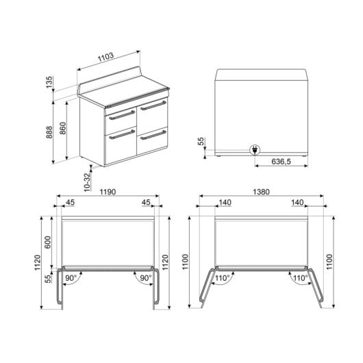 Cocina Smeg TR4110IGR2 Inducción 110x60cm Triple Horno Vapor Clean Gris