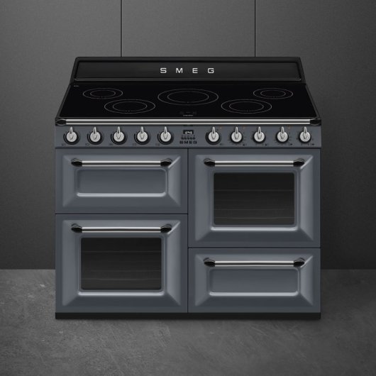 Cocina Smeg TR4110IGR2 Inducción 110x60cm Triple Horno Vapor Clean Gris