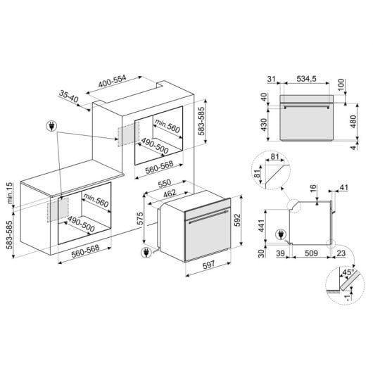 Forno combinado a vapor clássico em aço inoxidável acetinado Smeg SO6301S2X 68L com ecrã LCD e limpeza a vapor