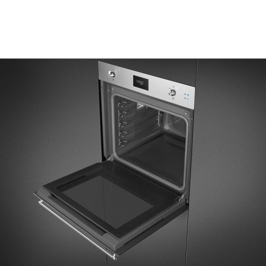 Forno combinado a vapor clássico em aço inoxidável acetinado Smeg SO6301S2X 68L com ecrã LCD e limpeza a vapor