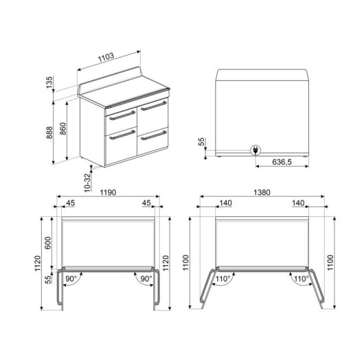 Cocina Smeg TR4110IBL2 Inducción 110x60cm Triple Horno Negro Vapor Clean