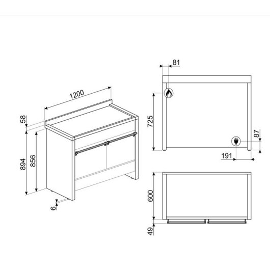 Fogão Smeg Opera 120x60 cm com 2 fornos, 6 queimadores a gás, limpeza catalítica, aço inoxidável