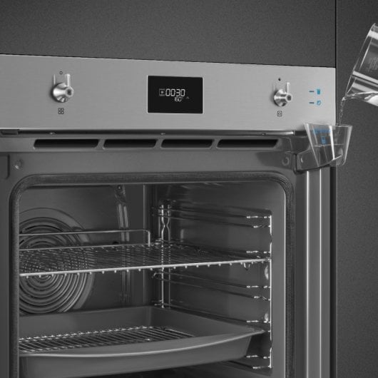 Forno elétrico Smeg CompactSteam Pyro Steam 68L em aço inoxidável com autolimpeza e vapor
