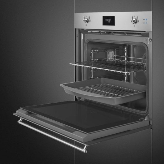 Forno elétrico Smeg CompactSteam Pyro Steam 68L em aço inoxidável com autolimpeza e vapor