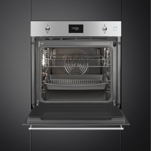 Forno elétrico Smeg CompactSteam Pyro Steam 68L em aço inoxidável com autolimpeza e vapor