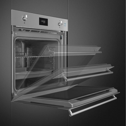 Forno elétrico Smeg CompactSteam Pyro Steam 68L em aço inoxidável com autolimpeza e vapor