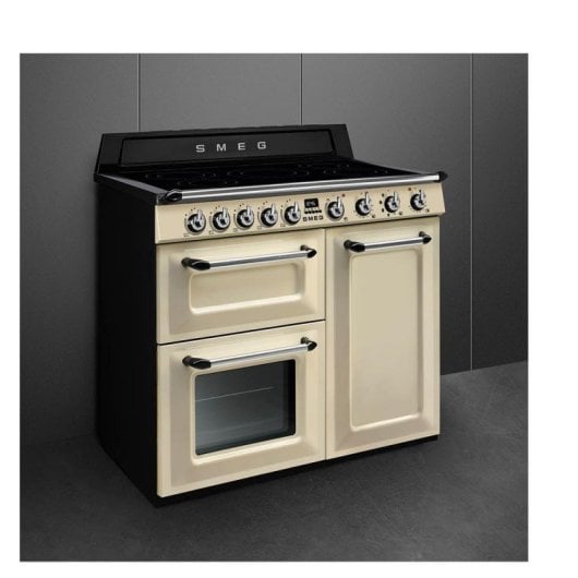 Cocina Smeg TR103IP2 inducción 5 zonas 3 hornos termoventilados Vapor Clean crema