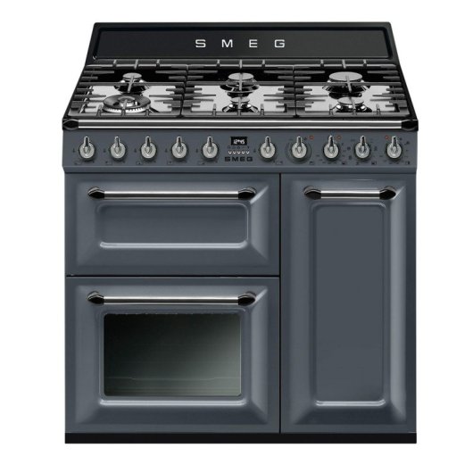 Fogão a gás Smeg TR93GR de 6 zonas com 3 fornos Vapor Clean Victoria, cinzento ardósia