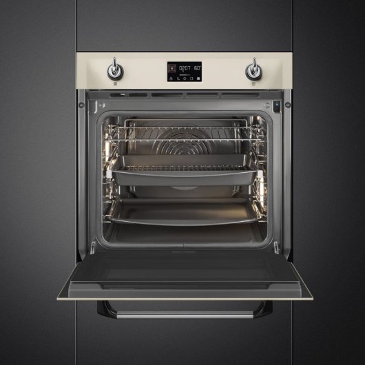 Horno eléctrico Smeg Victoria SOP6902S2PP 68L Crema con vapor pirolítico y display EvoScreen