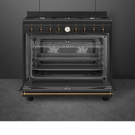 Forno Smeg Coloniale CO96GMA9 Antracite 6 Zonas a Gás 115L Vapor Clean Estilo Retro