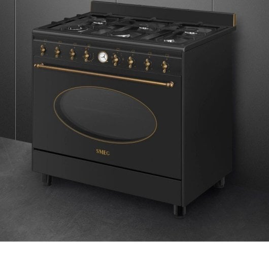 Forno Smeg Coloniale CO96GMA9 Antracite 6 Zonas a Gás 115L Vapor Clean Estilo Retro