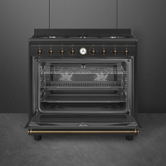 Forno Smeg Coloniale CO96GMA9 Antracite 6 Zonas a Gás 115L Vapor Clean Estilo Retro