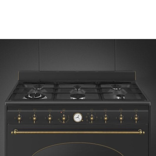 Forno Smeg Coloniale CO96GMA9 Antracite 6 Zonas a Gás 115L Vapor Clean Estilo Retro