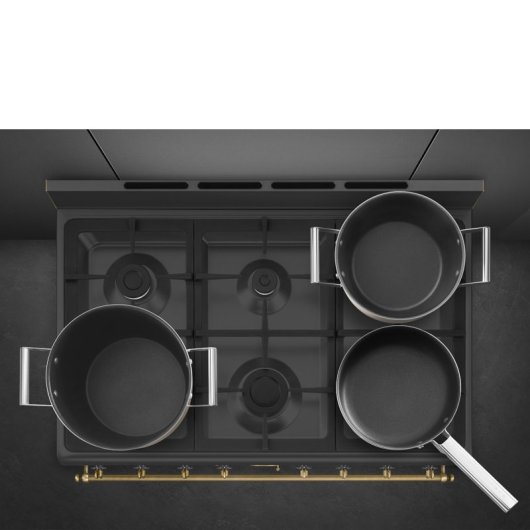 Forno Smeg Coloniale CO96GMA9 Antracite 6 Zonas a Gás 115L Vapor Clean Estilo Retro