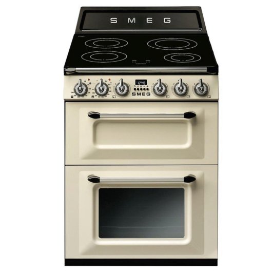 Cozinha independente Smeg Victoria TR62IP2 creme, 60x60 cm, indução, 2 fornos, classe A, aço inoxidável
