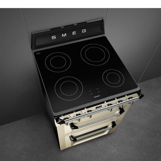 Cozinha independente Smeg Victoria TR62IP2 creme, 60x60 cm, indução, 2 fornos, classe A, aço inoxidável