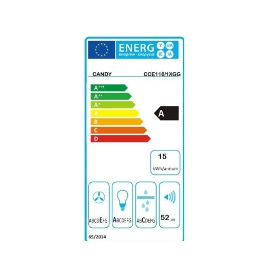 Campana extractora Candy CCE116/1XGG Recirculación/Conducción 60cm LED eficiencia A