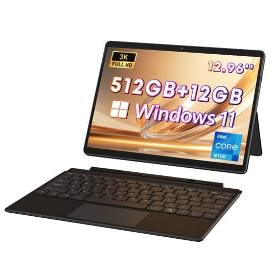 Chuwi Hi10 Max Tablet – Intel N100 Quad-Core-Prozessor, 12,96-Zoll-Bildschirm, Windows 11, 12 GB+512 GB, 4800 mAh Akku, zusätzlicher Hipen H7/h8-Stift im Lieferumfang enthalten – Grau
