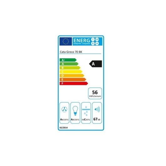 Campana extractora Cata Greco 70 BK Canalizado/Recirculación 70cm con control táctil e indicador filtros