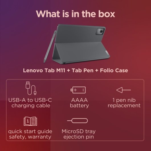 Tablet Lenovo M11 11? 128GB 8GB Wi-Fi con Pen Stylus y funda