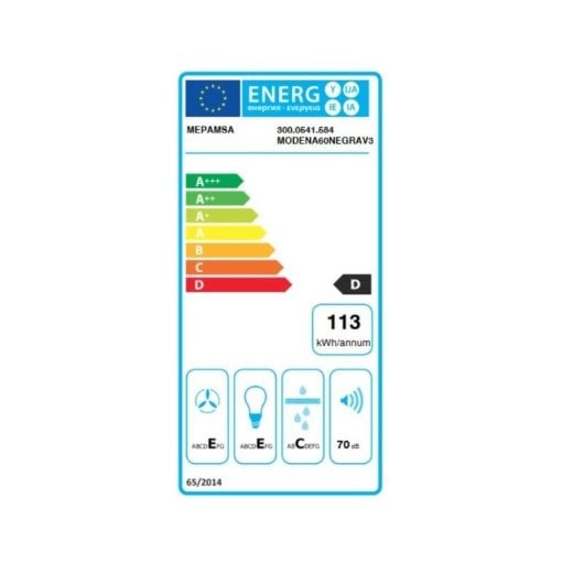 Mepamsa Konventionelle Dunstabzugshaube mit Filterung/Konduktion, 60 cm, 2 Motoren, weiße LED