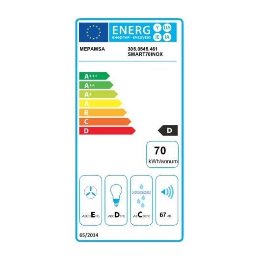 Cappa aspirante Mepamsa estraibile Tradizionale 70cm LED Smart 300 aluminizzata