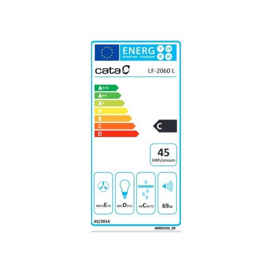 Campana extractora Cata Decorativa 195m³/h Succión silenciosa 3 velocidades LED inox/blanco