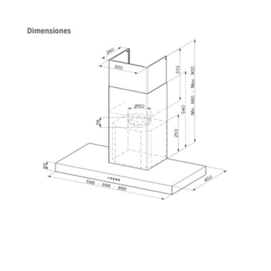 Campana extractora Mepamsa 3 velocidades + Intensiv Evacuación 15cm LED Inoxidable