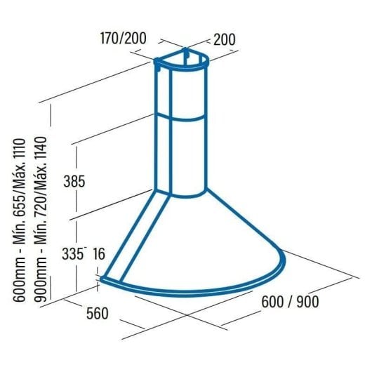 Campana extractora Cata Q 600 BK Canalizado/Recirculación 60cm filtros lavables LED