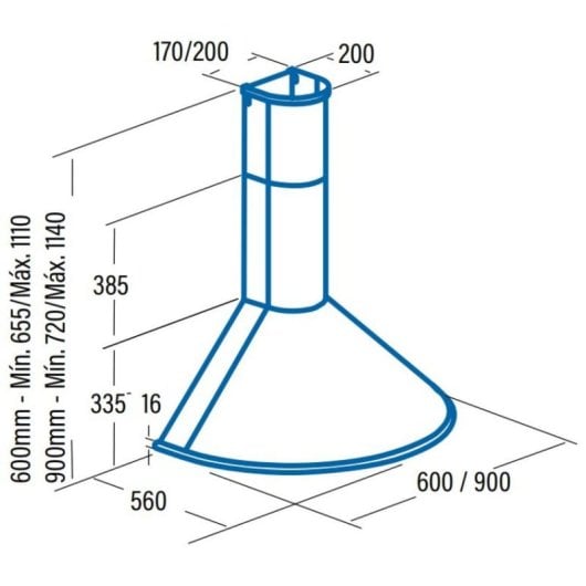 Campana extractora Cata Q 600 BK Canalizado/Recirculación 60cm filtros lavables LED
