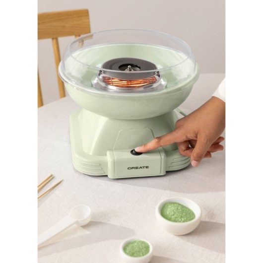 Máquina de Algodón de Azúcar CREATE Verde 500W Base Antideslizante Teflón 1,2m Cable