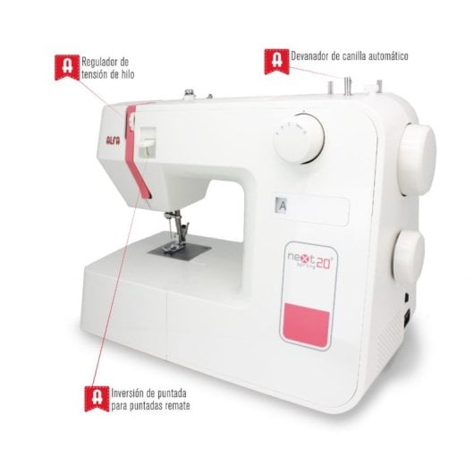 Máquina de Coser Alfa 70W Chasis Metálico 10 Puntadas LED Set Accesorios Profesional