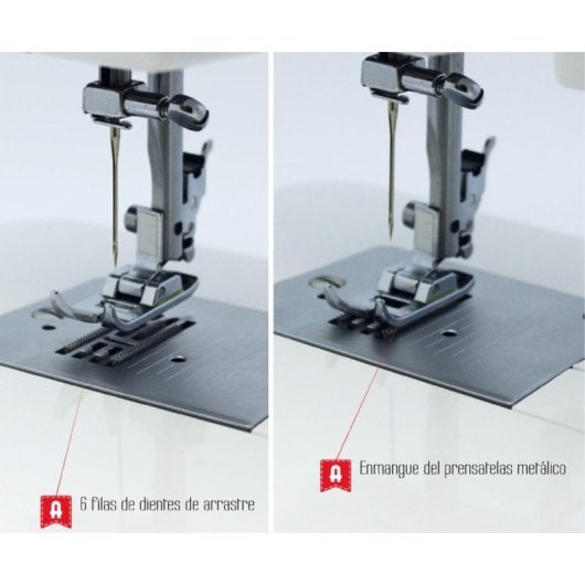 Máquina de Coser Alfa 70W Chasis Metálico 10 Puntadas LED Set Accesorios Profesional