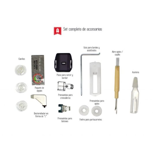Máquina de Coser Alfa 70W Chasis Metálico 10 Puntadas LED Set Accesorios Profesional