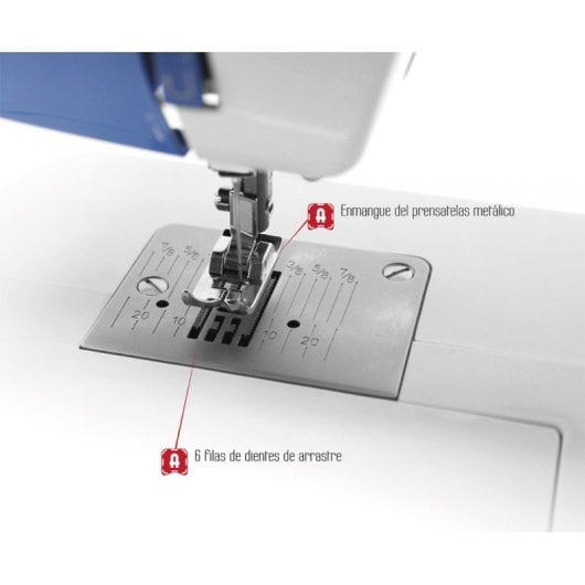 Alfa Nähmaschine, 34 Stiche, automatisches Knopfloch, Freiarm, Metallnähfuß, LED-Licht