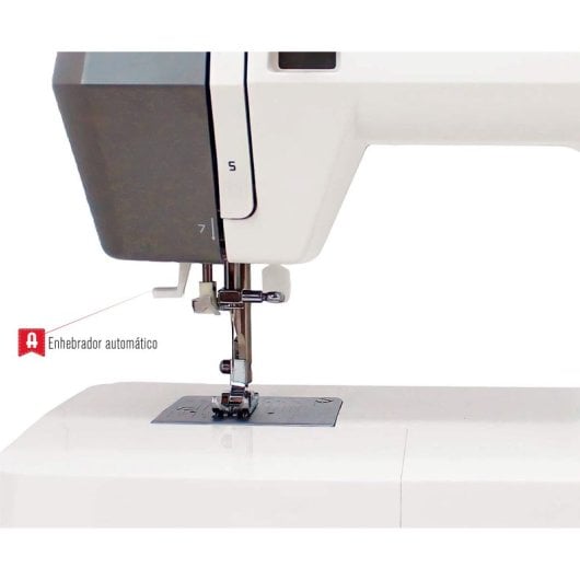 Máquina de costura Alfa 19 pontos LED braço livre altura dupla bobina automática