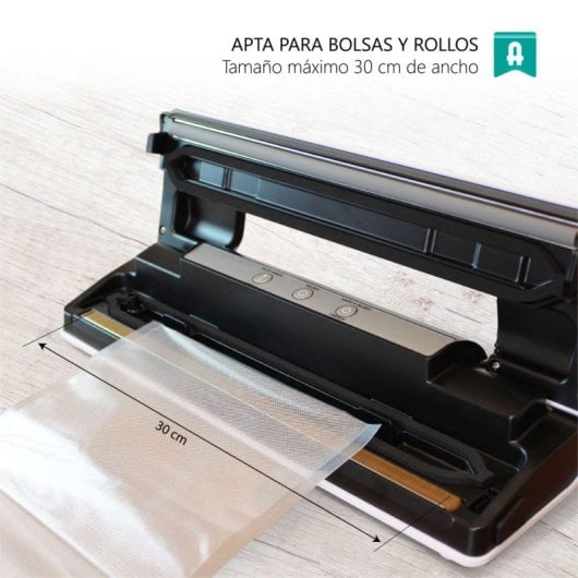 Envasadora Alfa Compacta 80W 30cm 3 funciones succión -0,5 bar silenciosa tubo recipientes