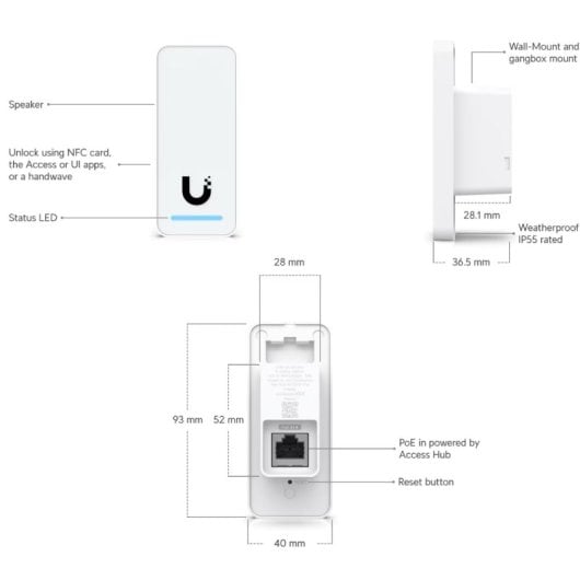 Kit de Acceso Ubiquiti UniFi UA-G2-SK PoE++ 4 salidas IP55 NFC Alta Seguridad UL294